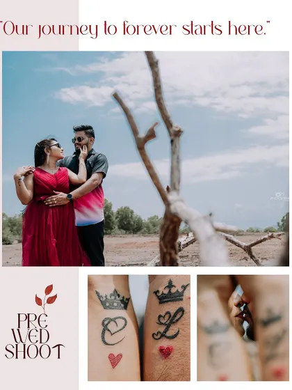 Duplicate of image 127, a collage from a pre-wedding shoot with tattoo details.