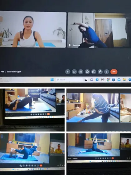 A screenshot from one of my online prenatal yoga classes. I guide expecting parents through safe and beneficial poses to prepare their bodies and minds for childbirth.