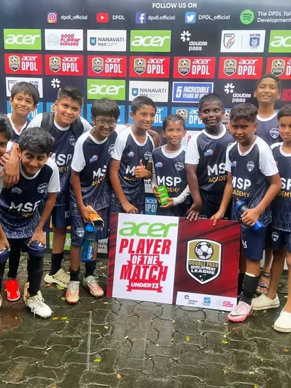 The U13 team celebrates a huge win to start the DPDL season.