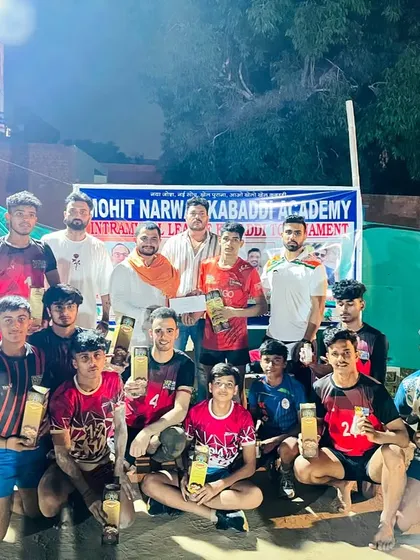 The champion and runner-up teams together after the prize distribution ceremony of the Intramural League.