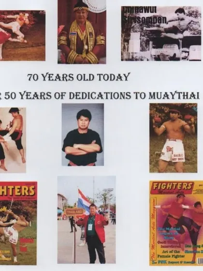 A collage celebrating the life and 50 years of dedication of my master to the art of Muay Thai.