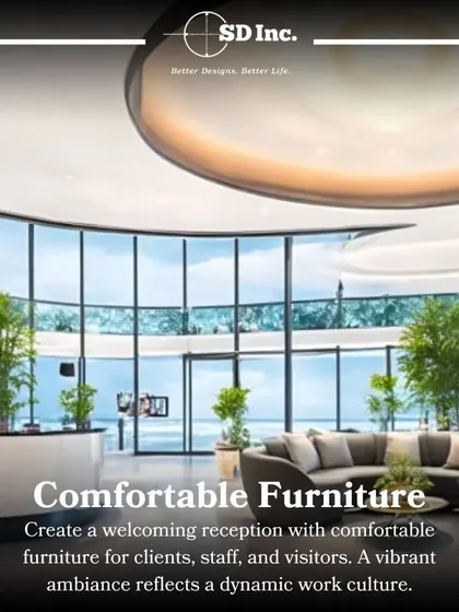 Comfortable furniture is non-negotiable for a welcoming reception. A well-designed seating area with quality furniture reflects a dynamic work culture and shows you care for your clients and visitors.