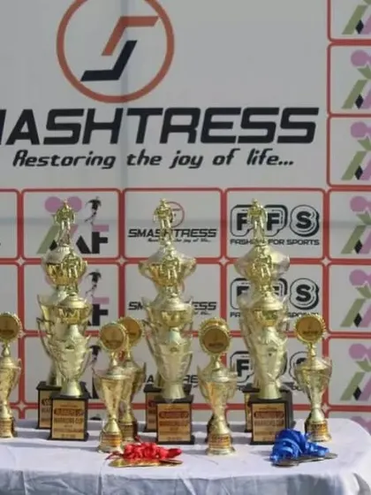 The spoils of victory. A table full of trophies waiting to be awarded, representing the hard work of all the teams that competed.