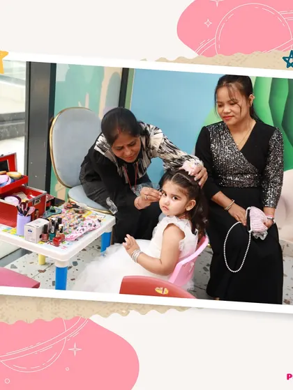 A little princess getting a magical makeover before her big celebration.