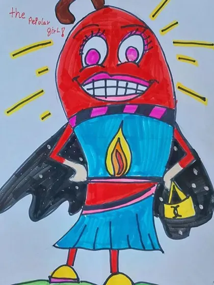 This glamorous character, "the popular girl," is a fun exercise in drawing expressive faces and designing unique outfits. It's a favorite in our character creation workshops.