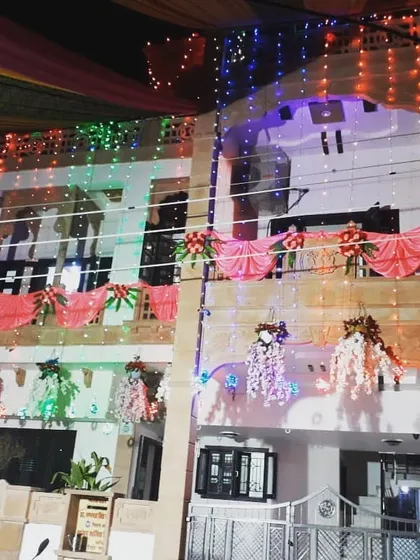 The beautifully decorated and lit home for the destination wedding in Rajasthan. We work closely with families to become a part of their celebration.