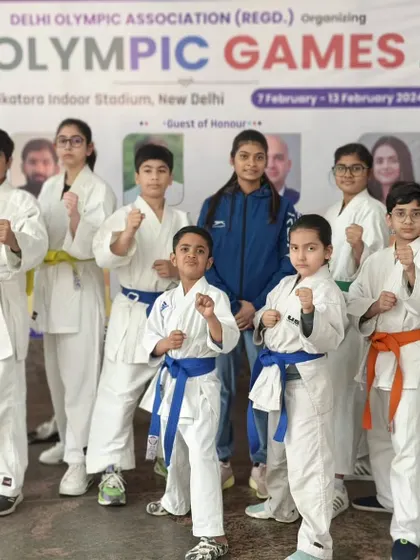 Our team of young athletes at the Delhi Olympic Games 2024. We prepare our students to compete on prestigious platforms.