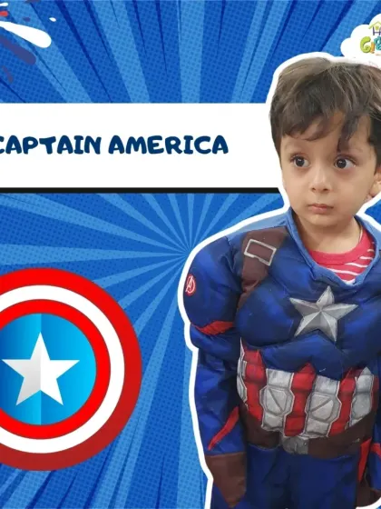 Reporting for duty! This little hero is dressed as Captain America, ready to save the day in our Character Closet.