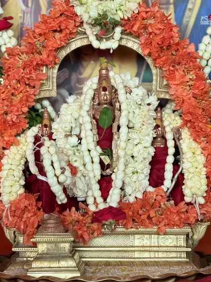The beautifully adorned deities for the Ram Navami Special Ram Tarak Homa. The festival celebrates the birth of Lord Rama, who embodies righteousness and inner light.