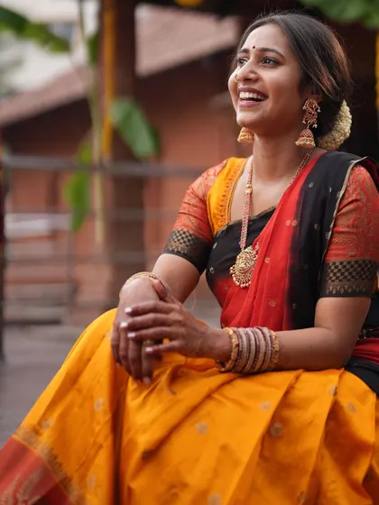 Embracing my South Indian roots in a traditional langa davani. I believe in dressing for the occasion, and the attire for a classical or festive event is part of the performance itself.