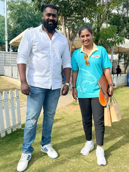 Our coach with the legendary Mithali Raj, one of the greatest cricketers of all time. It is an honor to host such inspiring figures at our events.