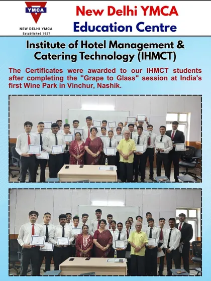 Our Institute of Hotel Management & Catering Technology (IHMCT) students pose with their certificates after completing the 'Grape to Glass' session at India’s first Wine Park in Vinchur, Nashik.