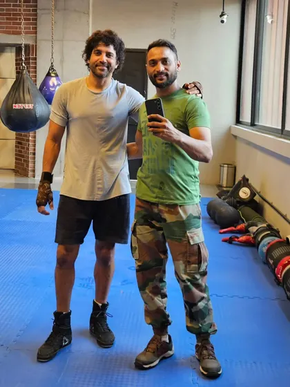 It is always a pleasure training dedicated actors like Farhan Akhtar. His commitment to fitness for his roles is incredible, and we work on boxing technique, footwork, and fight conditioning to get him ready.
