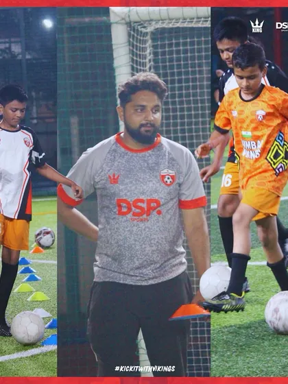 A coach observes his players during a drill. This collage shows the hands-on approach of our mentors.