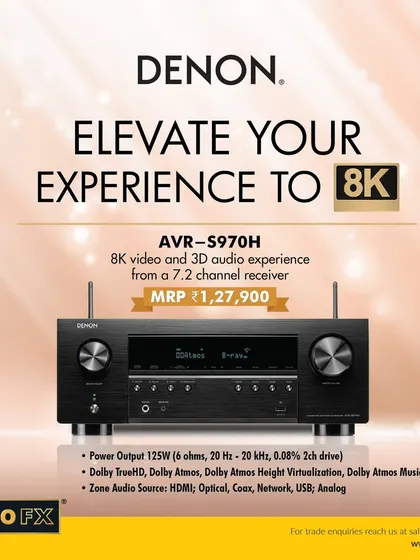 Elevate your experience to 8K. The Denon AVR-S970H is a 7.2 channel receiver that delivers stunning 8K video and immersive 3D audio, including Dolby Atmos, to fill medium-sized rooms with rich, detailed sound.