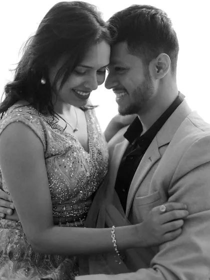Sometimes the most powerful moments are the quiet ones. This intimate, black and white portrait captures a genuine connection between the couple. I use this style to create timeless, emotional photos that focus purely on the bond you share.