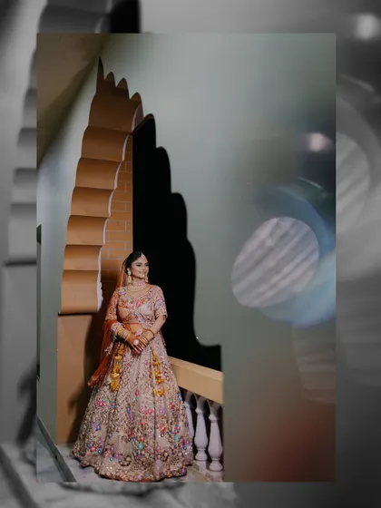 An artistic bridal portrait of Sonali. The use of lens flare and a creative frame gives this photo a dreamy and unconventional feel.