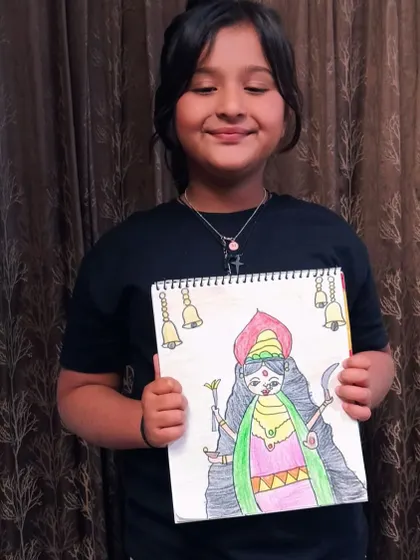 Another beautiful Ram Navmi creation from a happy student. Each child brings their own unique style to our festive art projects, and the results are always wonderful.