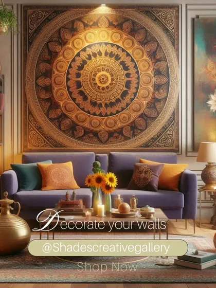 Bring spiritual harmony into your home with Vastu-aligned art. This large, intricate mandala painting serves as a powerful focal point in the living room, designed to promote positive energy and well-being.