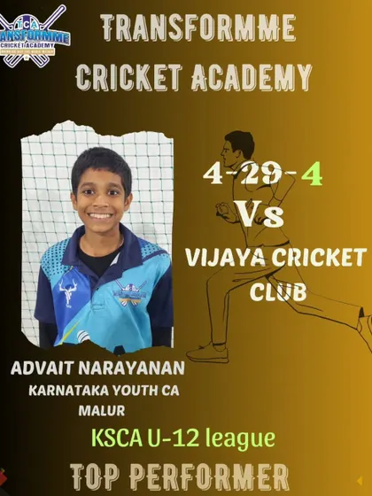 Advait Narayanan's brilliant 4-wicket spell in the KSCA U-12 league.