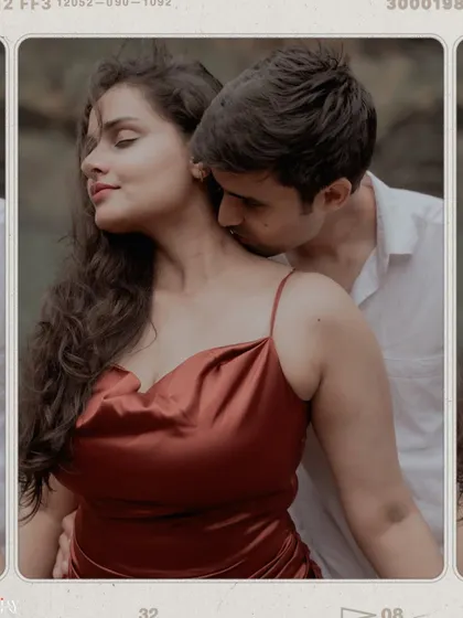 An intimate and sensual portrait of the couple by the waterfall.
