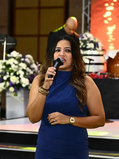 Speaking on stage at the SBI Bank event. I am experienced in hosting events that include live musical performances and entertainment.