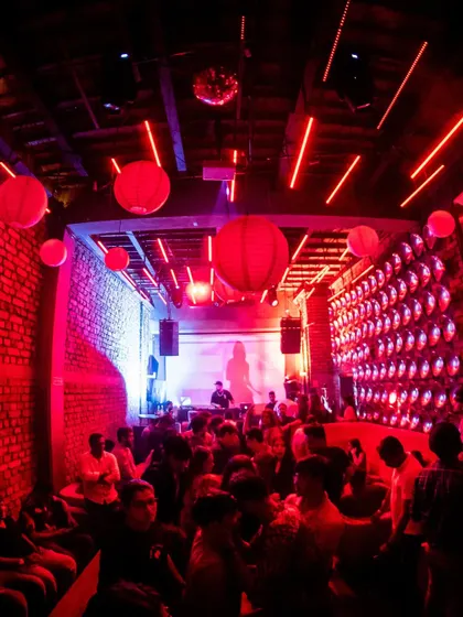The red lighting and paper lanterns created a unique atmosphere for our themed night at Roxy, Kolkata.