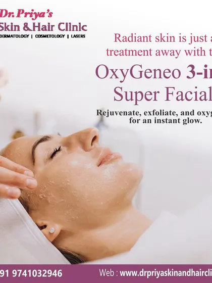 The OxyGeneo 3-in-1 Super Facial rejuvenates, exfoliates, and oxygenates the skin for an instant glow. It is an effective treatment for achieving a refreshed and vibrant complexion.