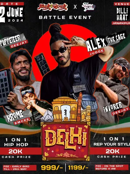 Another variation of the poster for the Delhi battle event. These high-profile events draw big crowds and top talent, and I'm proud to be a part of them.