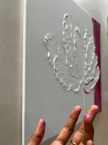 A sneak peek of the second canvas in my "Let it Blossom" series. Even my fingers get covered in paint. This stage shows the flower holding its breath before the colors of the background bring it to life.