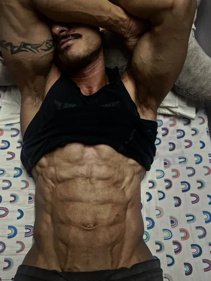 Living life at the extremes. This shredded ab shot while lying down shows the level of conditioning I maintain.