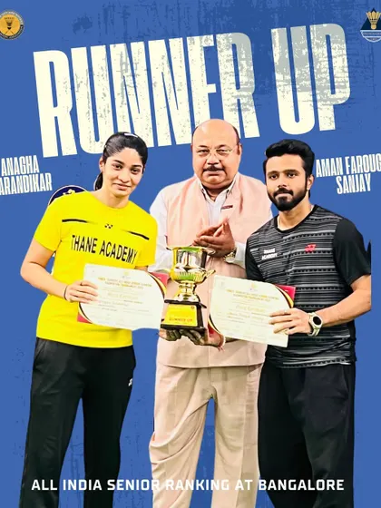 Anagha Karandikar and Aman F S as runners-up at the All India Ranking Tournament in Bangalore. Their journey, beating top pairs, shows their perseverance and high-level strategy.