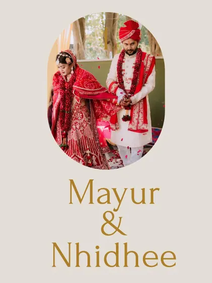 A stylized portrait of the couple during their wedding ceremony.