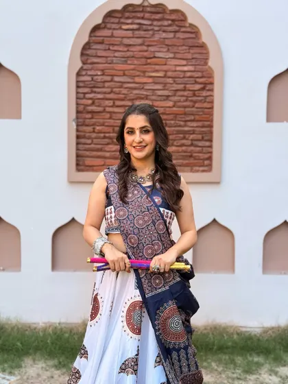 All set with my dandiya sticks for a fun-filled session. In my workshops, you'll learn how to handle the sticks gracefully while performing energetic routines.