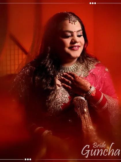 A beautiful portrait of the bride, Guncha, glowing in the warm light of her wedding day.