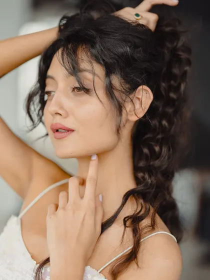 A close-up profile from a shoot, showing off the makeup and hair details. I work with amazing artists who help bring the look together.