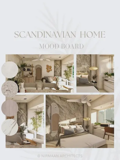 A mood board for a Scandinavian-inspired home. It combines natural materials, neutral tones, and clean lines to define the calm, functional, and light-filled aesthetic we aimed to achieve.