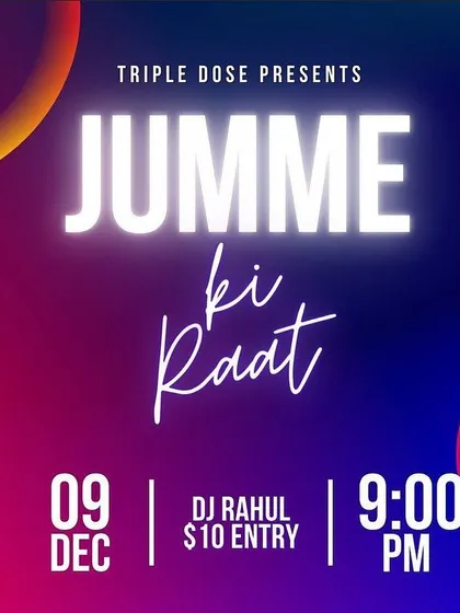 The poster for 'Jumme Ki Raat' (Friday Night), announcing one of my first international gigs in Adelaide. This event marked my entry into the Australian desi party scene.