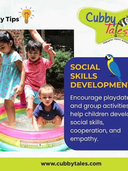 Developing social skills is a key part of our curriculum. We encourage playdates and group activities like this fun pool time to help children learn cooperation, empathy, and how to interact positively with their peers.