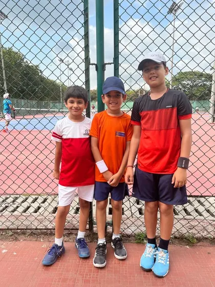 The three musketeers of our Under-10 program. Tennis is a great way for kids to build lasting friendships while learning a new skill.