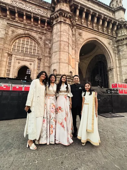 Another cherished photo with our students at the iconic Gateway of India.