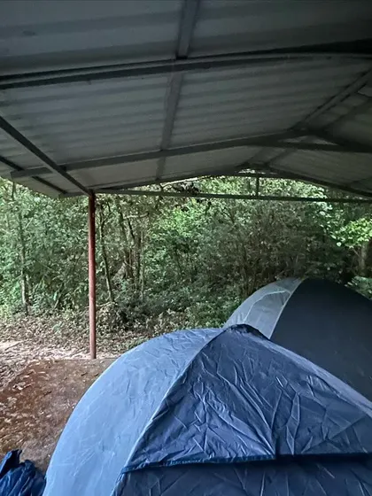 Another perspective of our jungle campsite, showing the simple yet effective setup that allows for a true wilderness experience.