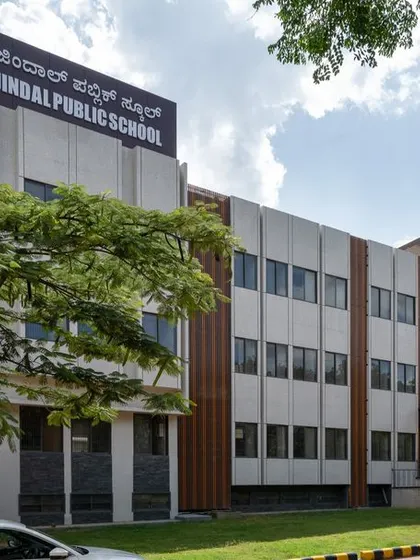 The impressive scale of the Jindal Public School building. We are honored to be the architects for this transformative project, shaping a space that uplifts and empowers the next generation through accessible, high-quality design.