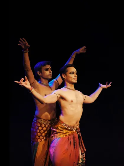 A moment of synchronicity in 'ATAH', where our poses mirror each other, creating a sense of unity.