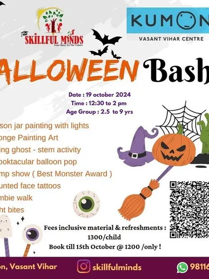 A Halloween Bash I organized in collaboration with Kumon. The event was packed with themed crafts like sponge painting and a flying ghost STEM activity.