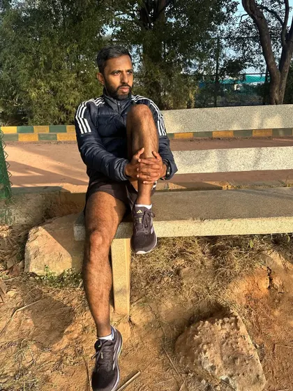 A post run stretch. It's important to take care of your body to ensure you can keep doing what you love.