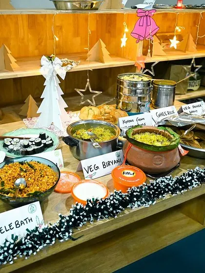 The savory section of our potluck table, showcasing the diverse culinary traditions of our school families.