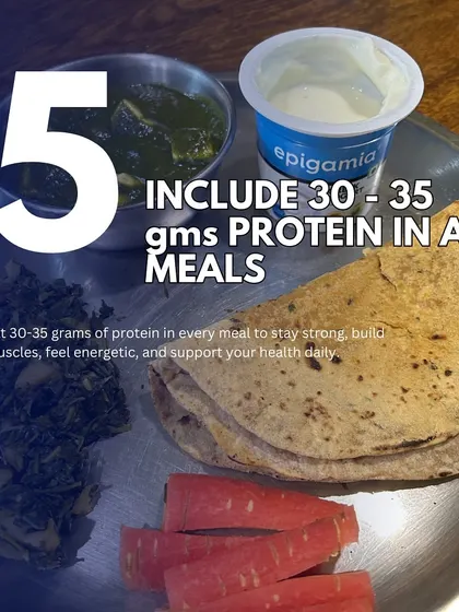 One of my key fitness goals is to include 30-35 grams of protein in every meal. This is essential for building and maintaining muscle, feeling full, and staying energetic throughout the day.
