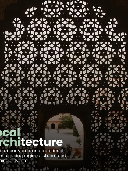 Drawing inspiration from local architecture, like the intricate patterns of this traditional jali screen, allows us to bring regional charm and sustainability into our projects.