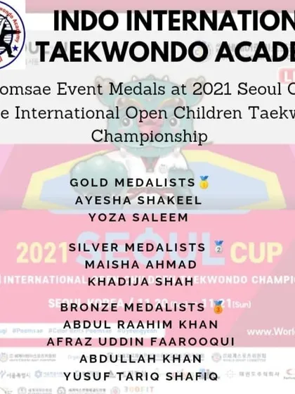 We also achieved great success in the Poomsae (forms) event at the 2021 Seoul Cup. This shows our balanced approach to training all aspects of Taekwondo.